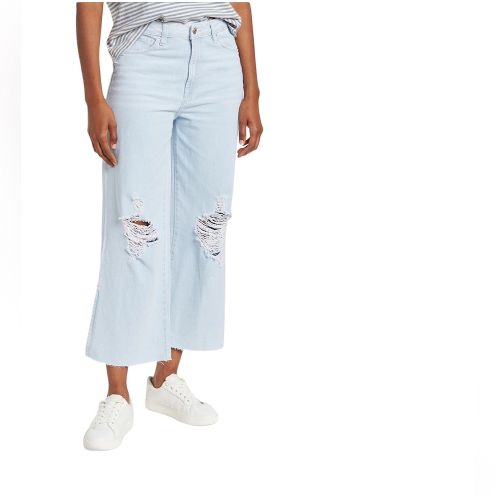Kensie high rise wide leg raw denim jeans